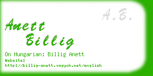 anett billig business card